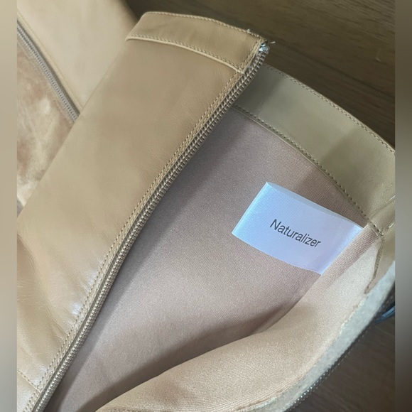 Vintage Naturalizer square toe camel tan suede heeled boots, 7.5 - Picture 5 of 10